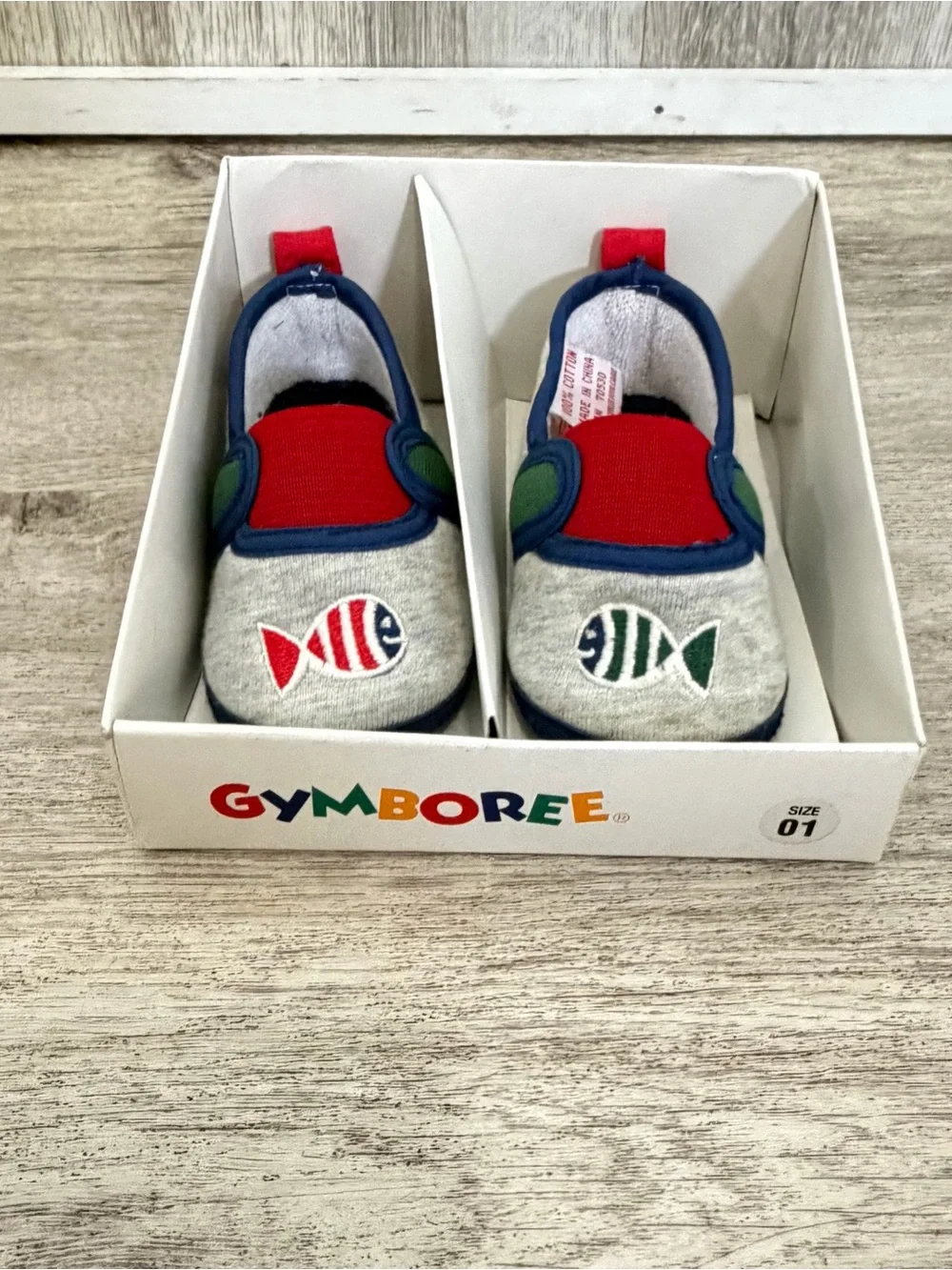 VTG 90s Gymboree Baby Crib Shoes Soft Sole Infant Rainbow Tag Boys NEW 3-6 Month